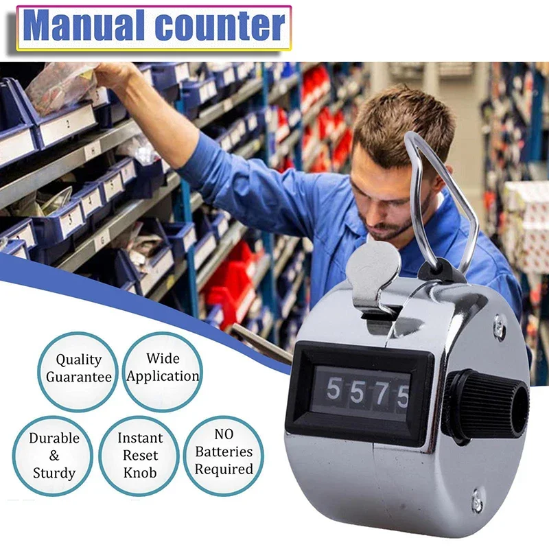 プラスチックシェル付きデジタルナンバーカウンター,ハンドフィンガーディスプレイ,手動集計タイマー,サッカーゴルフカウンター,4桁,1個