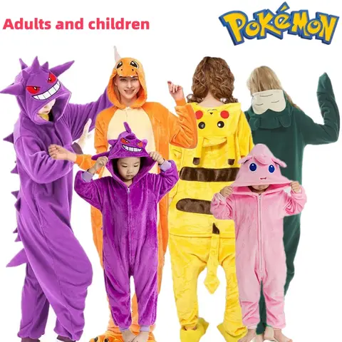Pokemon Plush Full Body Onesie Pajama Anime Cosplay Costume Gengar Snorlax Pikachu Charmander Halloween Christmas For Adults