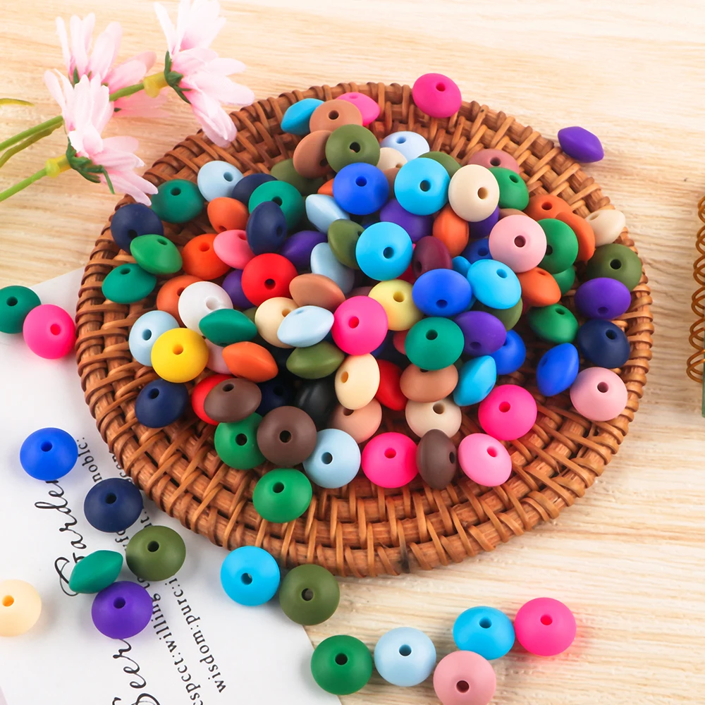 50/100Pcs 12mm Silicone Lentil Beads For Jewelry Making DIY Bracelets Necklace Keychains Etc Multi Functional Handmade Products