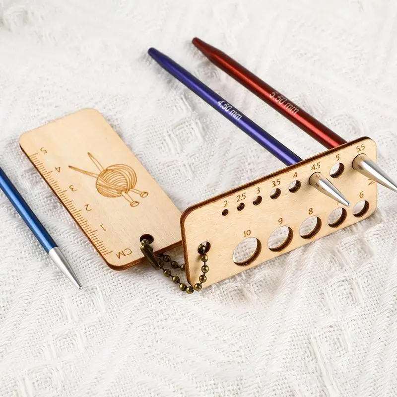Régua De Agulha De Tricô De Madeira, Ferramenta De Medição, Régua Retangular Crochet Hooks, Acessórios De Costura DIY