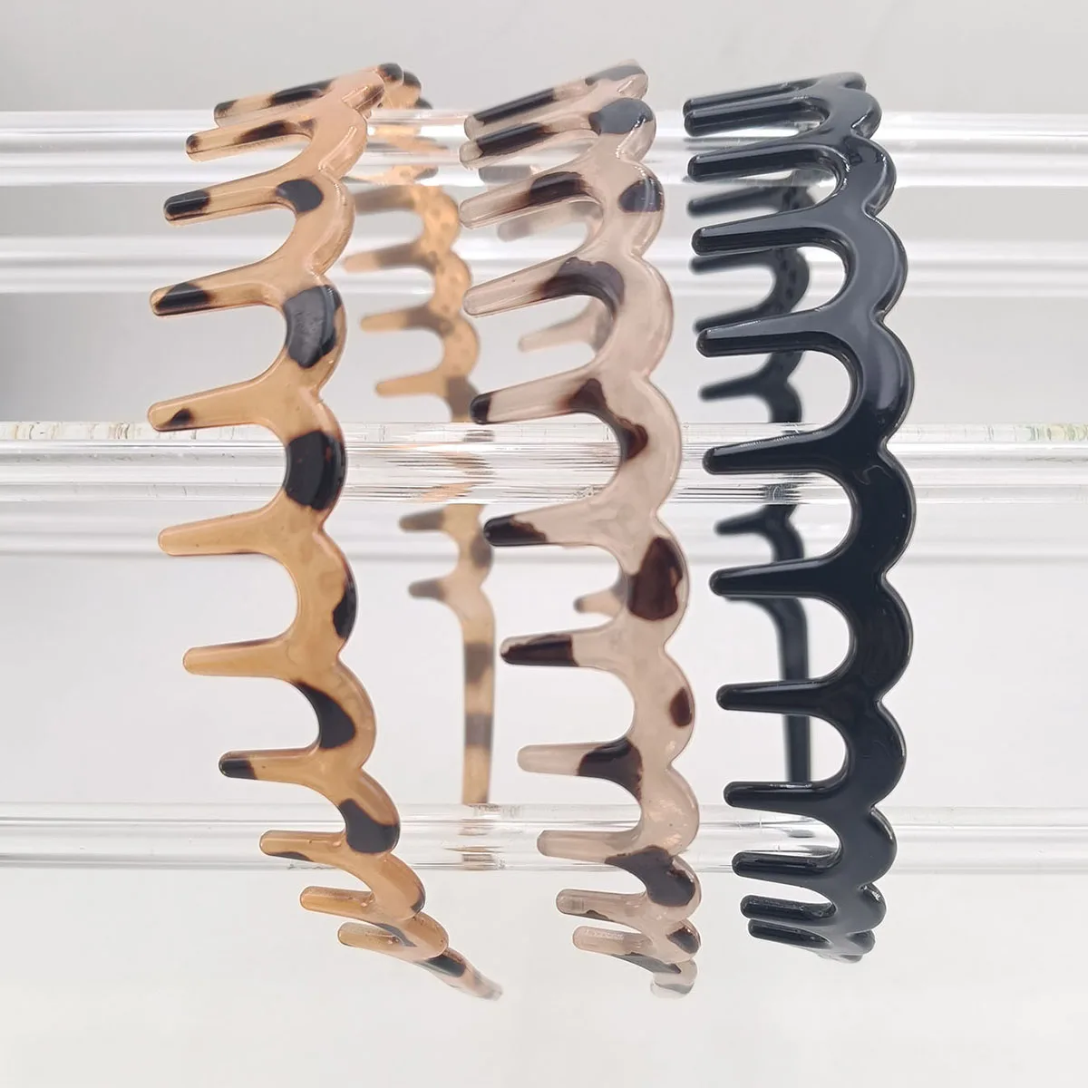 Wellen-Stirnbänder für Frauen, einfarbig, gezahnt, rutschfeste Haarbänder, Mädchen-Gesichtswäsche, Sport-Haarbänder, Haar-Accessoires – Detail 9