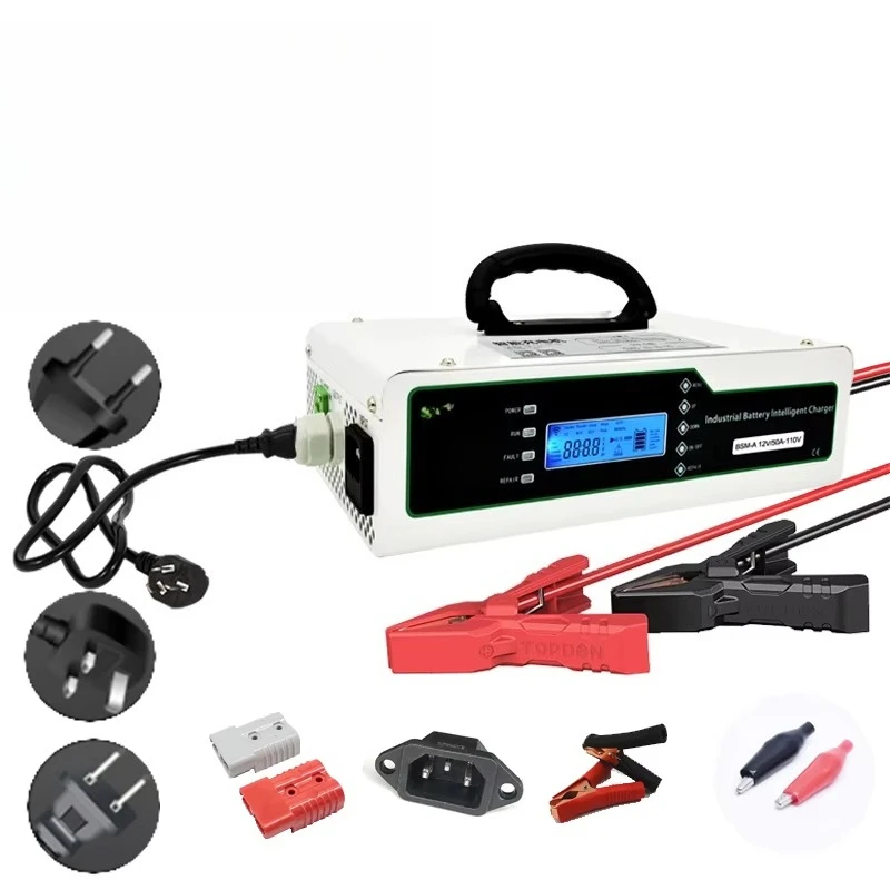 Porta.ble 12v 24v 48v Ba.ttery Cha.rger 110v 220v 10a. 20a. 25a. Sma.rt Lifepo4 Lea.d-a.cid Ba.ttery Cha.rger