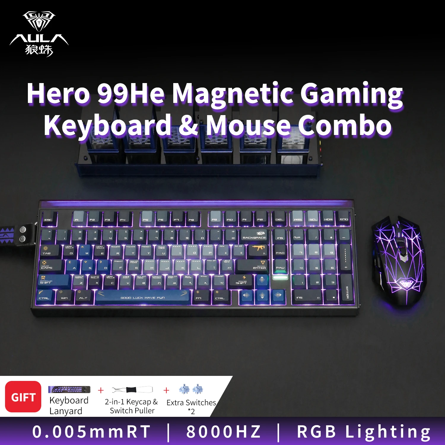 

AULA Hero 99he Magnetic Keyboard and Mouse Combo 99% layout Wired Gamer Customize RGB Magnetic Switch Keyboard 0.005mmRT