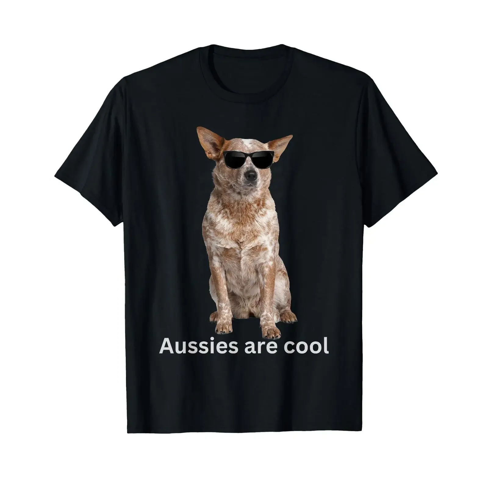 Dogs in Sunglasses Cool Dog Studio Bucharest Australian Cattle Red Heeler Blue funny Aussie T Shirt Small Black vintage Washed