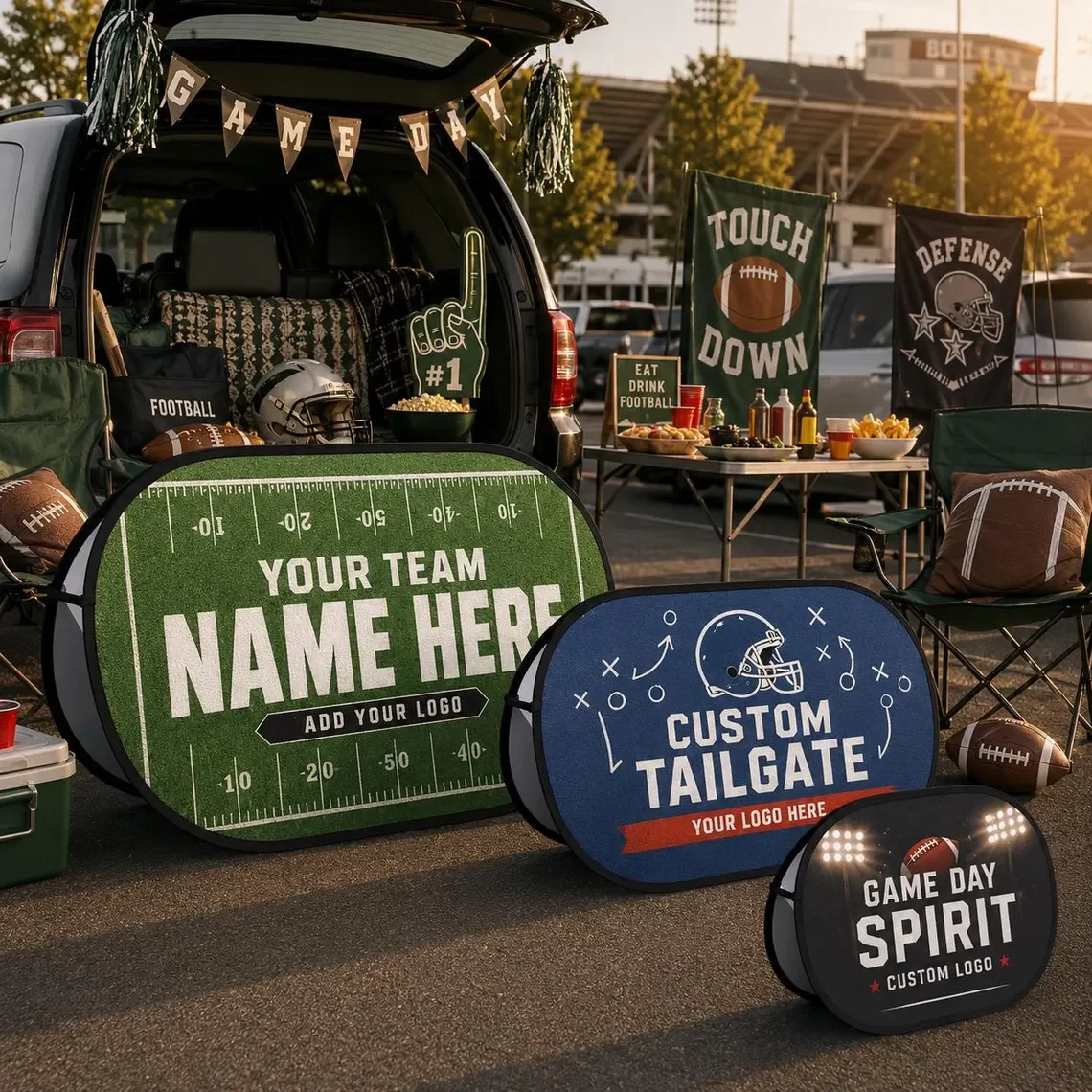 

Custom Football Tailgate Pop Up Banner Personalized Game Day Sign Portable Foldable Display for Sports Party Decor 1pc