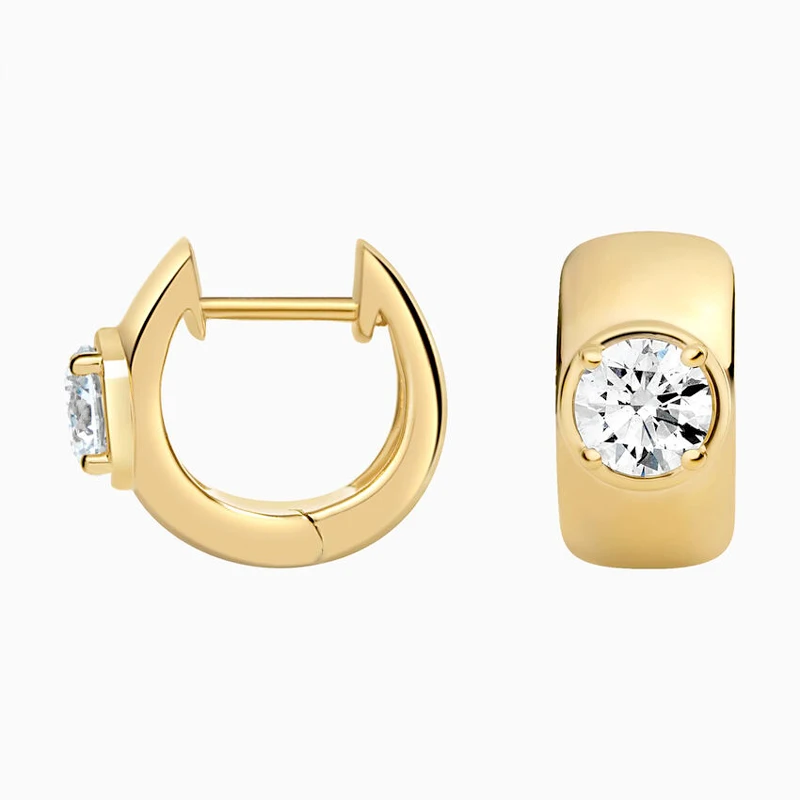 RAPRGOLD 0,5 ct runde Solitär-Moissanit-Ohrringe für Damen, elegante Creolen aus 14 Karat Gold gefüllt, edler Schmuck, Geschenk mit GRA-Zertifikat – Detail 5