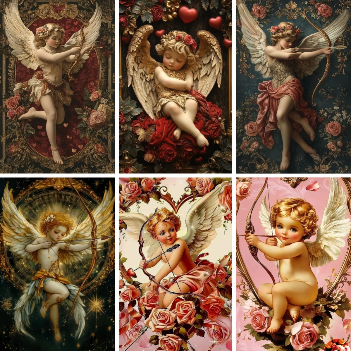 

DIY Diamond Painting Valentine Angel Cute Cupid Full Round Square New Love Themed for Women Pictures with Rhinestones Decoration