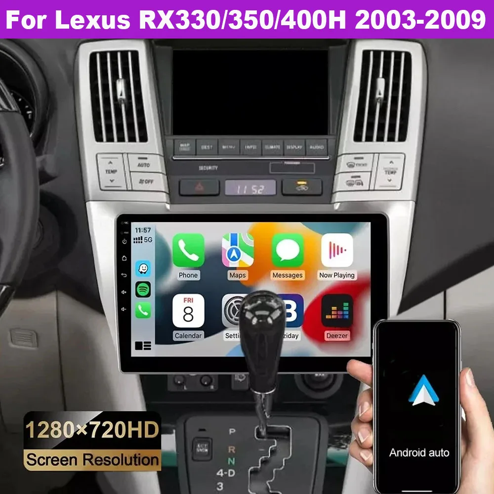 10In الموسيقى راديو ستيريو للسيارة أندرويد 13 2G/32G نافي واي فاي FM RDS بلوتوث لكزس RX330/350/400H 2003-2009 صالح ل Carplay GPS