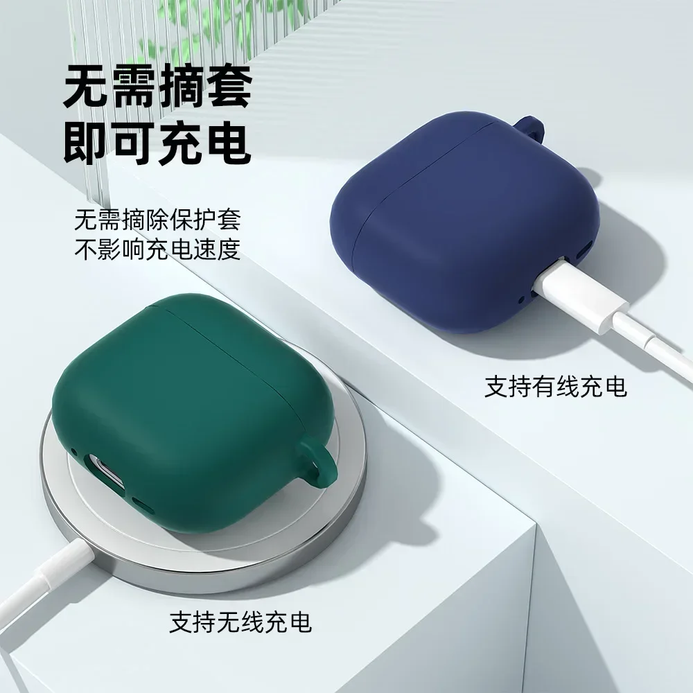 For Apple Airpods 4 2024 Case Luxury Earphone Case Soft Silicone Shockproof Cover for Apple Airpods 4 Cases Shell with Keychain image 3