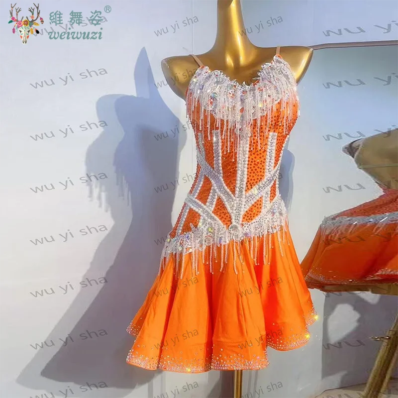 

Элитное индивидуальное сценическое платье для латиноамериканских танцев для женщин: суперблестящее, модное, с цветочным узором, для самбы, с бриллиантами