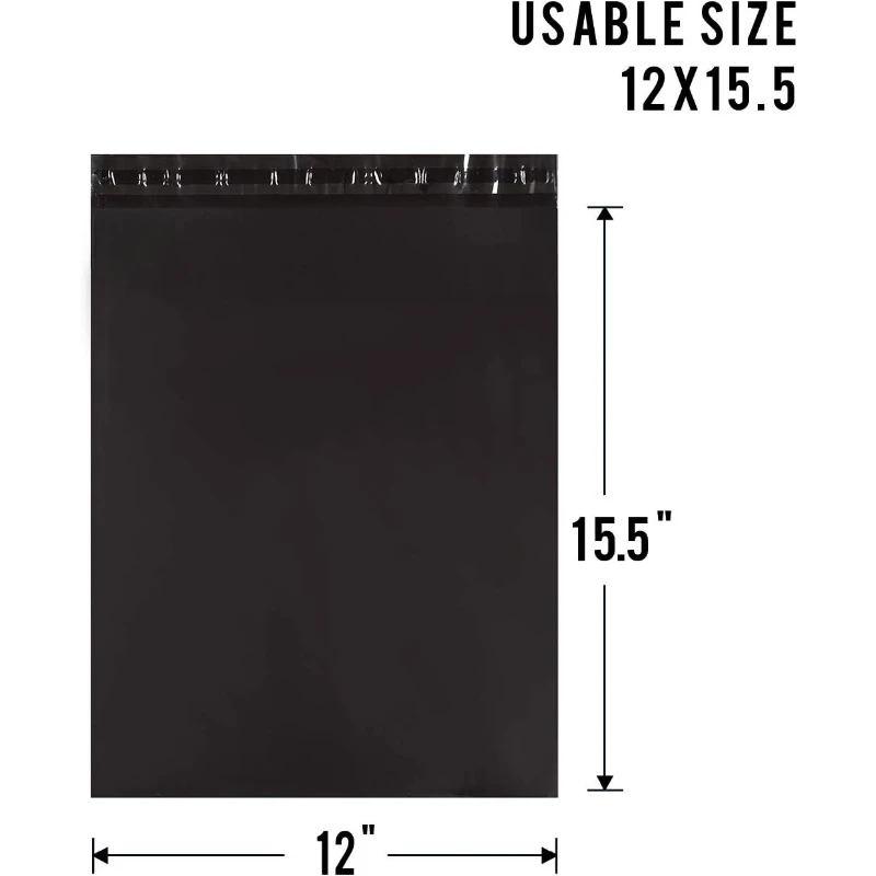 100 Pcs 12x15.5 Poly Mailer Envelopes Shipping Bags Self Adhesive Waterproof Bags (Black), 12 x 15.5