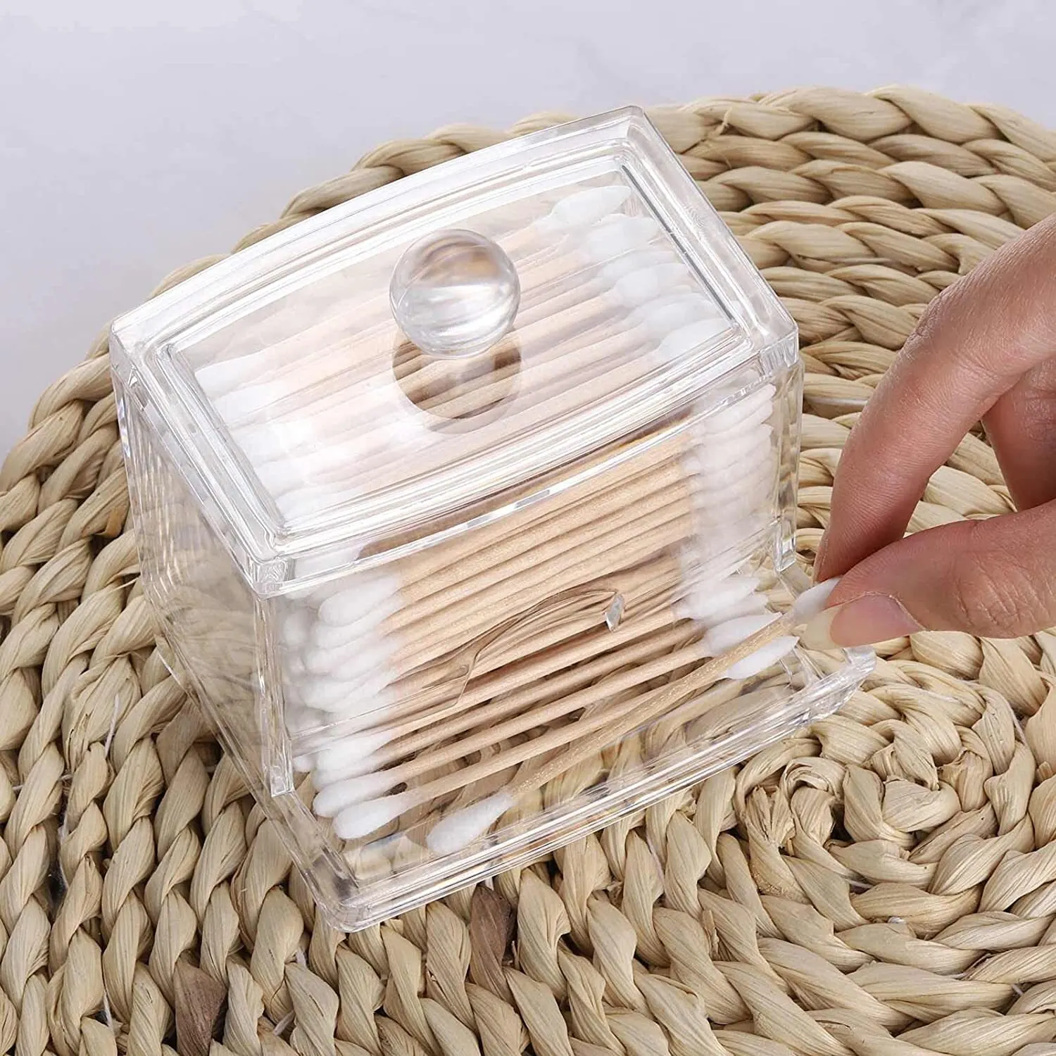 1PCS Cotton swab Ball storage Box With Lid Large capacity Bathroom AcrylicTransparent containerlar Dispenser