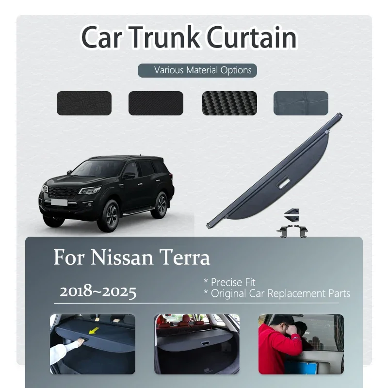 Car Trunk Curtain Covers For Nissan Terra Fengdu Oting Paladin WD23 2018~2025 Storage Trunk Rack Partition Shelters Accessories