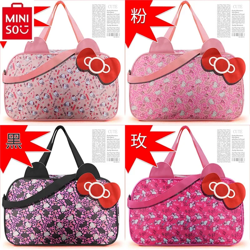 MINISO-Sac de voyage Hello Kitty en toile pour femmes, sacoche de rangement de fitness étanche de grande capacité de bonne qualité, nouvelle