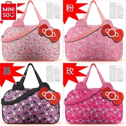 MINISO-Sac de voyage Hello Kitty en toile pour femmes, sacoche de rangement de fitness étanche de grande capacité de bonne qualité, nouvelle collection 2024