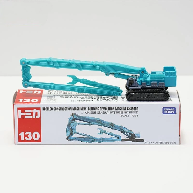 TAKARA TOMY Tomica  No.130 Long Size Kobelco Construction Demolition Truck Diecast Engineering Vehicle Toy Gift for Boys