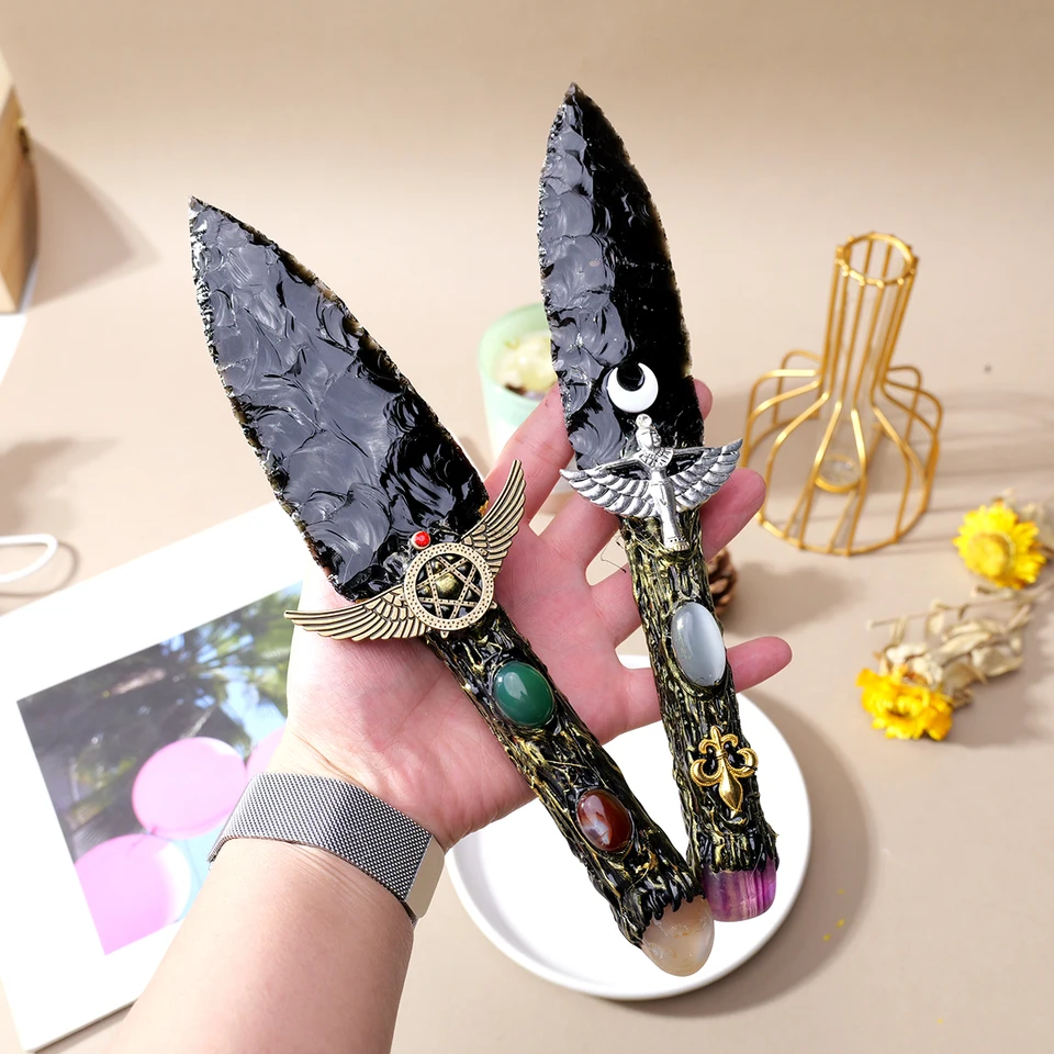 1pc 天然黒曜石ダガー生ポリッシュ csgo ノーカット爪ナイフモデル