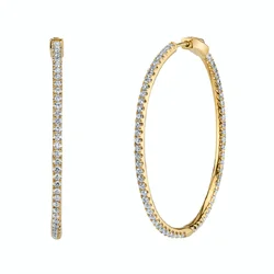 3 Color Full Paved 5A Cubic Zirconia Classic Fashion Women Jewelry 50mm Big Sized Huggie Hoop Earring High Quality