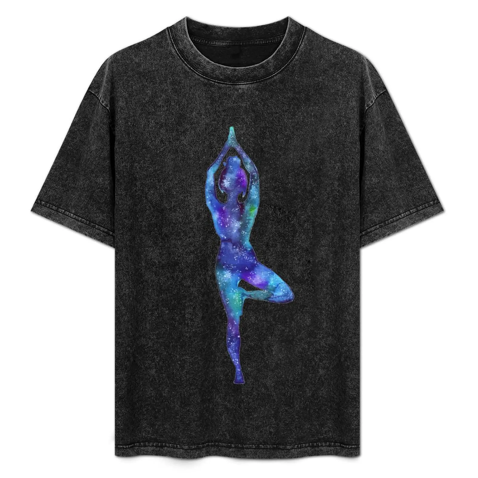 Tree pose - yoga galaxy T-Shirt Comfortable Basic Crew Neck Tee