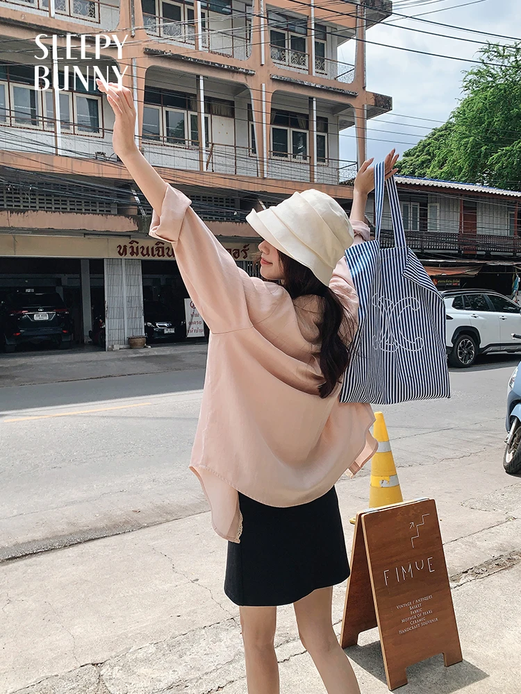Summer Tencel Long Sleeve Shirt Women Lace Trim Lightweight Loose Fit Sun Protection Blouse Fashion Outdoor Cover-Up Shirt Top