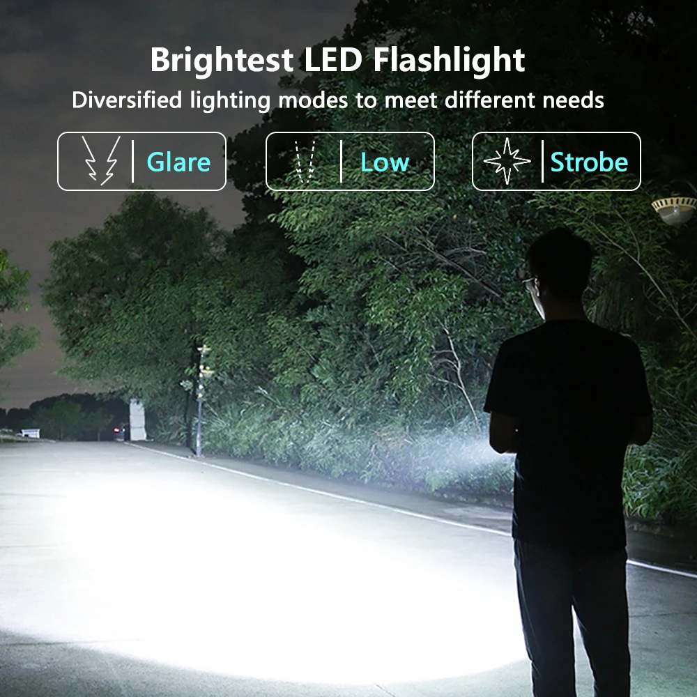 Smiling Shark LED Flashlight Ultra Power Torch Light Power Bank USB Rechargeable Lamp For Outdoor Fishing Working Camping Lamp