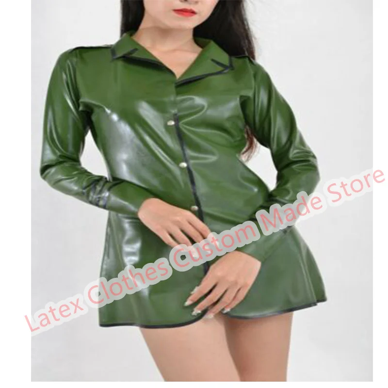 

Handmade Latex Top Rubber Suit Women Cosplay Costumes Coat Sizes XS-XXL