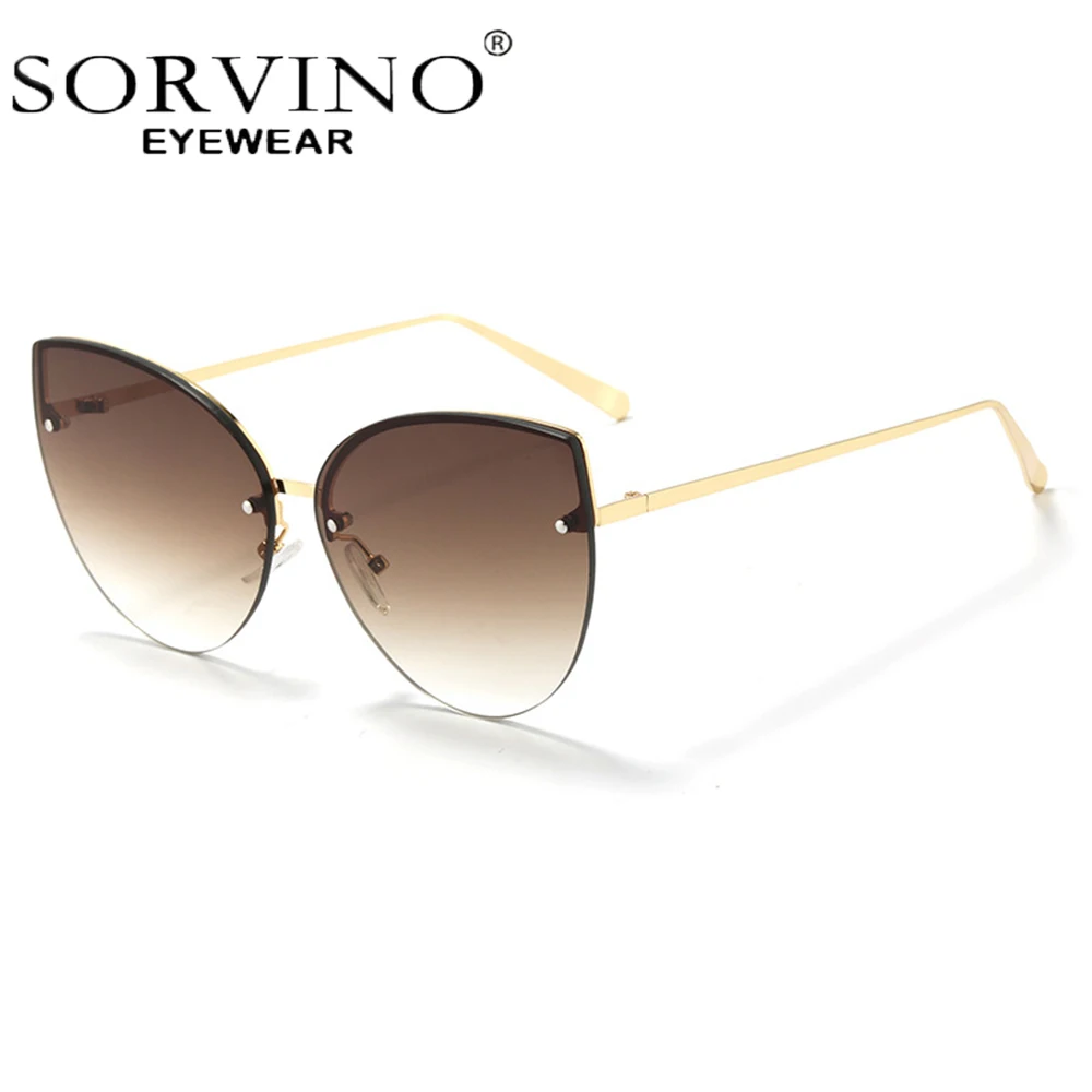 SORVINO Newest Butterfly Frame Fashionable Sunglasses for Women Men Frameless Retro Cat Eyes Anti-blue Eyewear Sun Glasses
