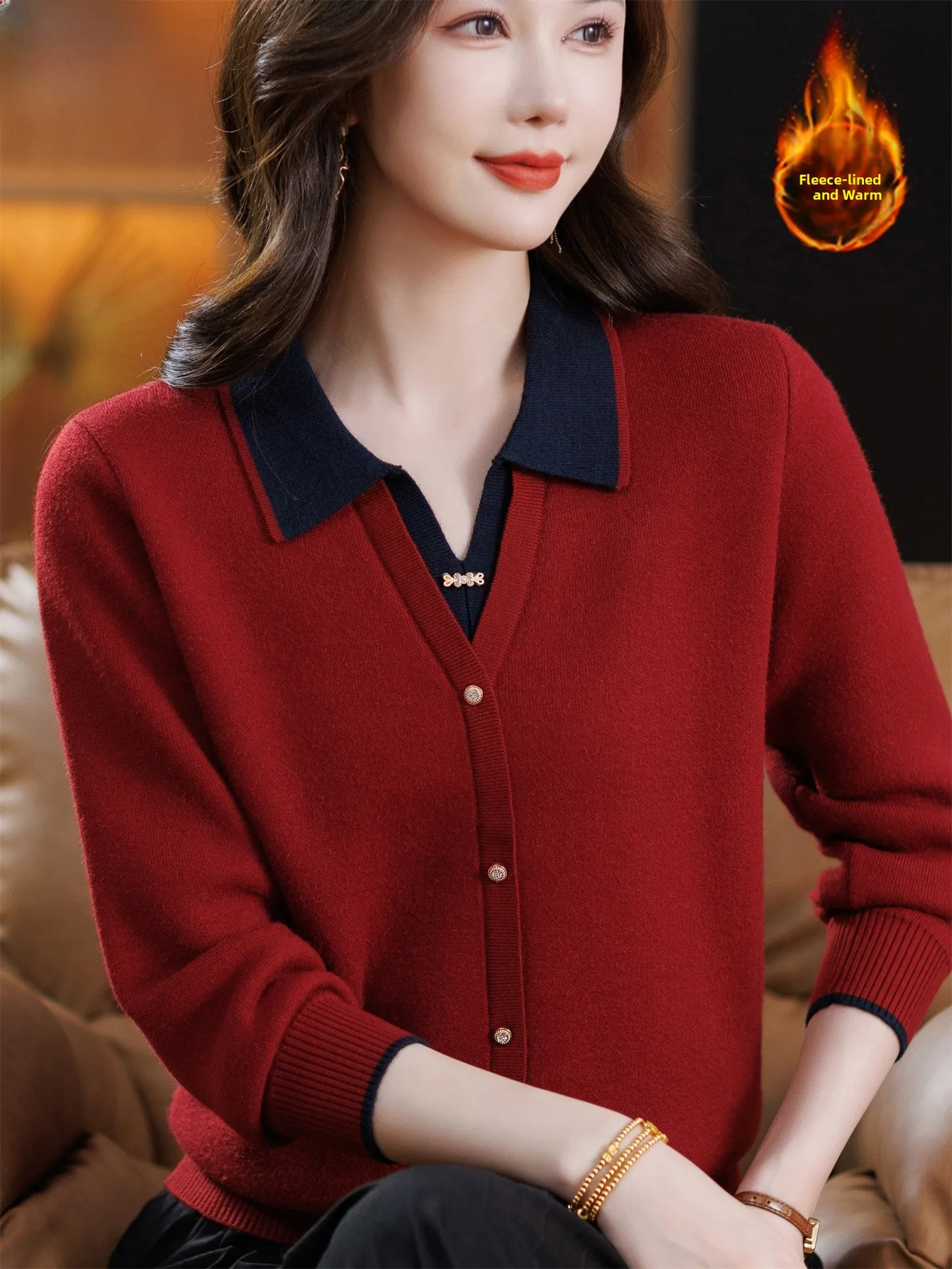 

Thiened цельный свитшот Fce, женская модная зимняя основа, теплый пушистый воротник, длинный топ свевого цвета