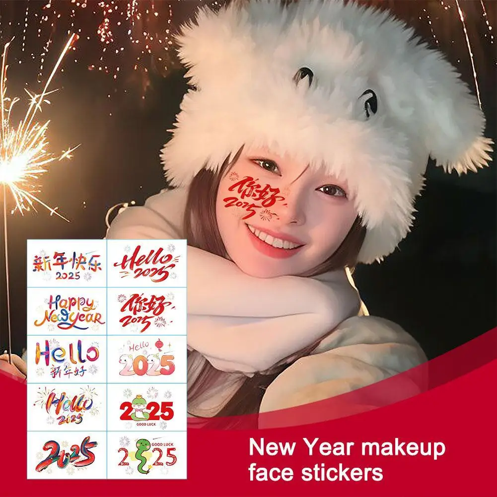 New Year 2025 Beauty Face Stickers Waterproof Face Tattoo Eye Makeup Decal Temporary Tattoo Small Flowers Beauty Sticker