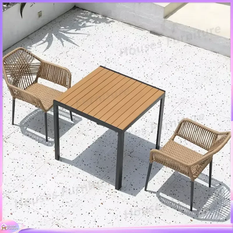 Outdoor Patio Furniture Set Rattan Wicker Garden Table and Chairs with Umbrella Courtyard Deck Balcony Conversation Seating