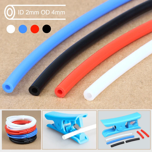 3DSWAY Części do drukarek 3D 1M 2M Rura PTFE Rura Teflonto Wytłaczarka Bowdena 1,75 mm ID2mm OD4mm z rurką z filamentosu tnącego do Ender3