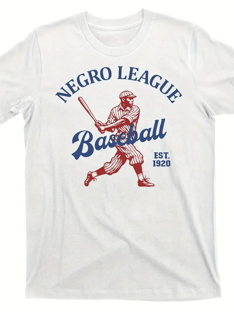 

Men & Women T-Shirt 100% Cotton L-League Baseball Black History Print Short Sleeve Tee Y2K Casual Graphic Summer Tops Streetwear