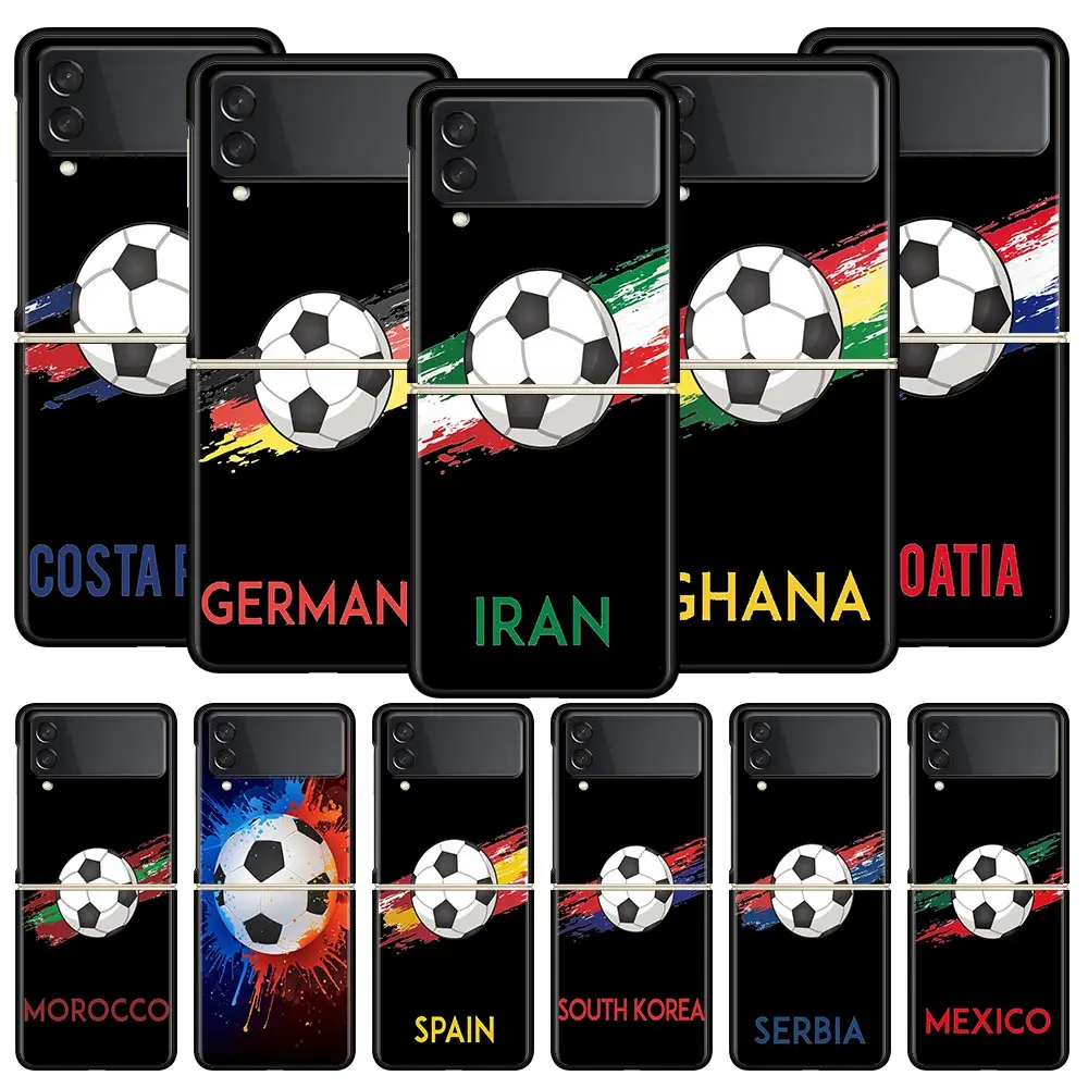 Phone Case for Samsung Galaxy Z Flip 3 4 5 Folding Mobile Shell Hard PC Fundas Protect Cover Country Soccer Morocco Football