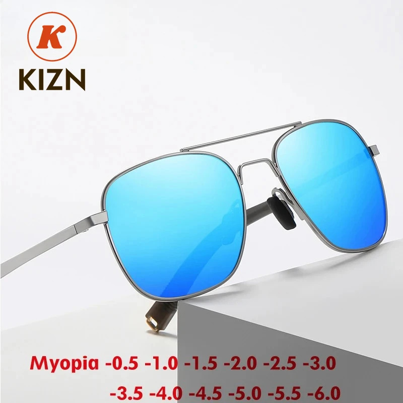 

KIZN 2025 NEW Polarized Myopia Sunglasses Women Men Prescription Alloy UV400 Glasses Optics Square Custom Eyewear -0.5 to -6.0