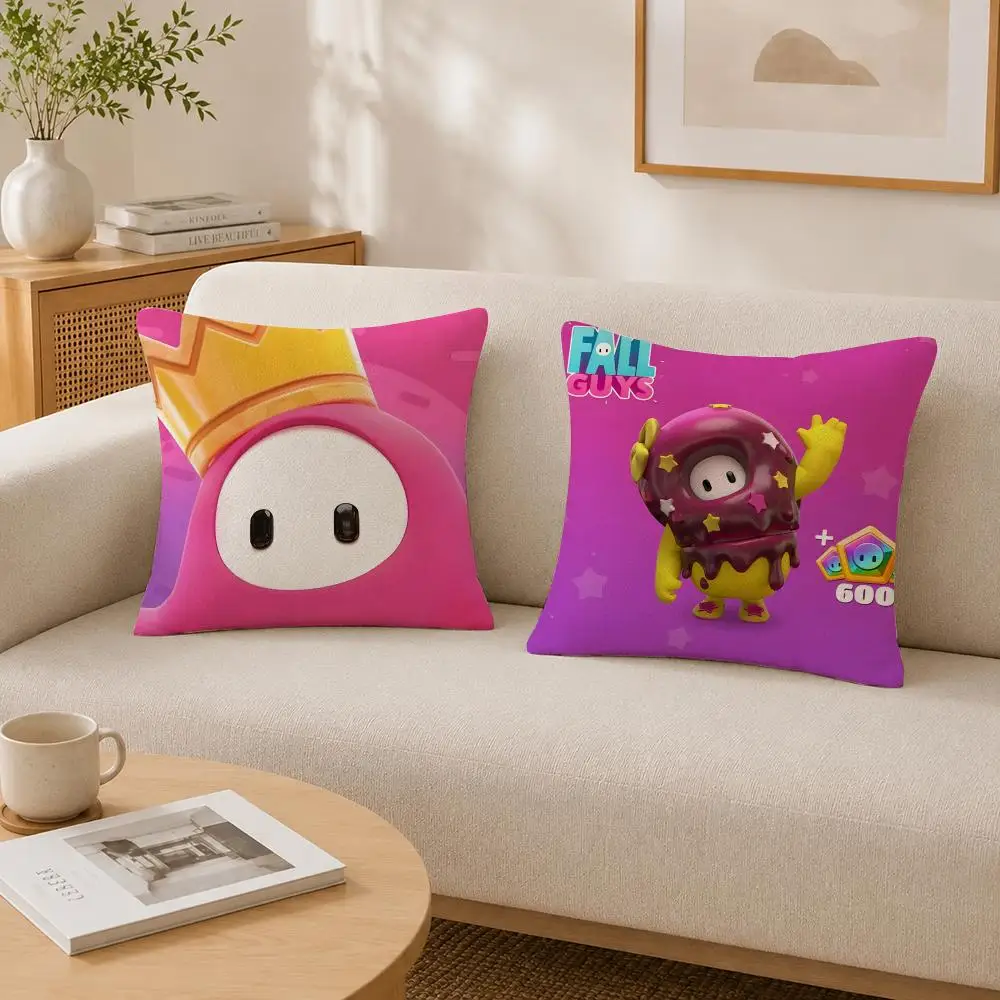Game Fall Guys Cushion Cover Soft Fluffy Short Plush  Pillow Case Throw Decorative Cushion Covers for Sofa Bedroom Home Decor