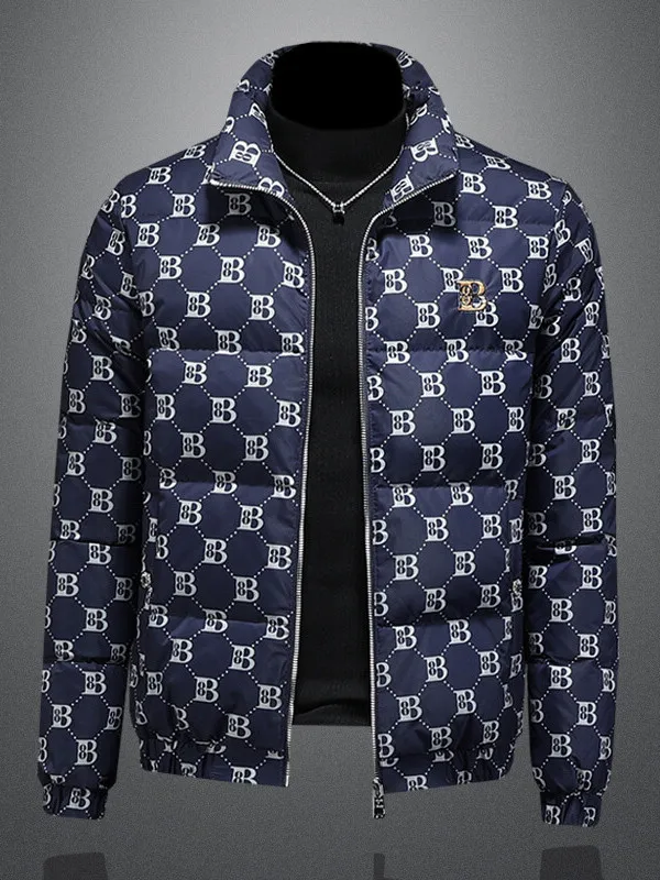 

Slim Fit Lightweight Printed Stand Collar Men's down Jaet Faionable Warmth Outerwear Polyester Fiber Eco-Friendly