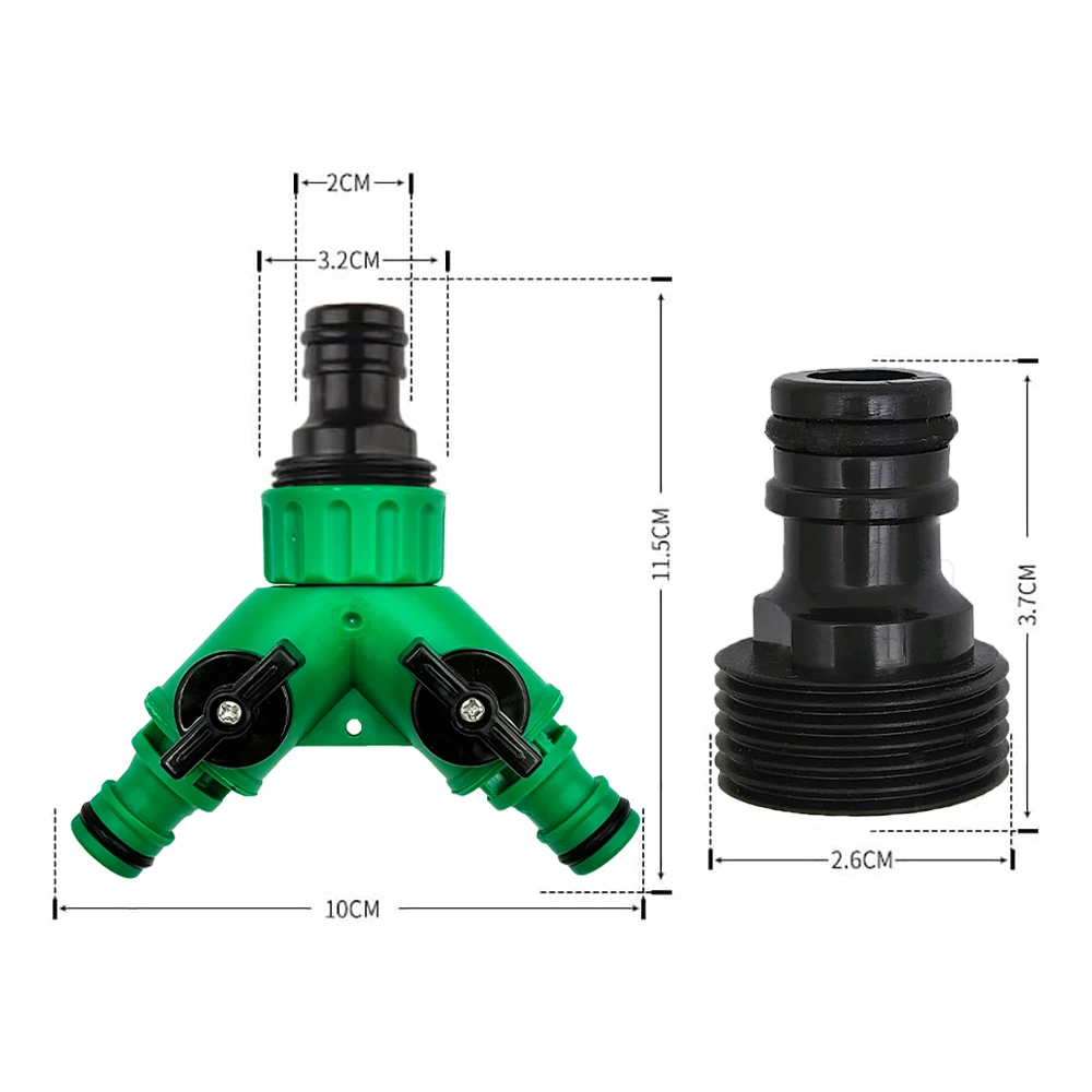 2 Way Garden Water Pipe Connectors Pipe Adapter Y Shape Hose Splitter Valve Three Way Plastic Valve With Switch