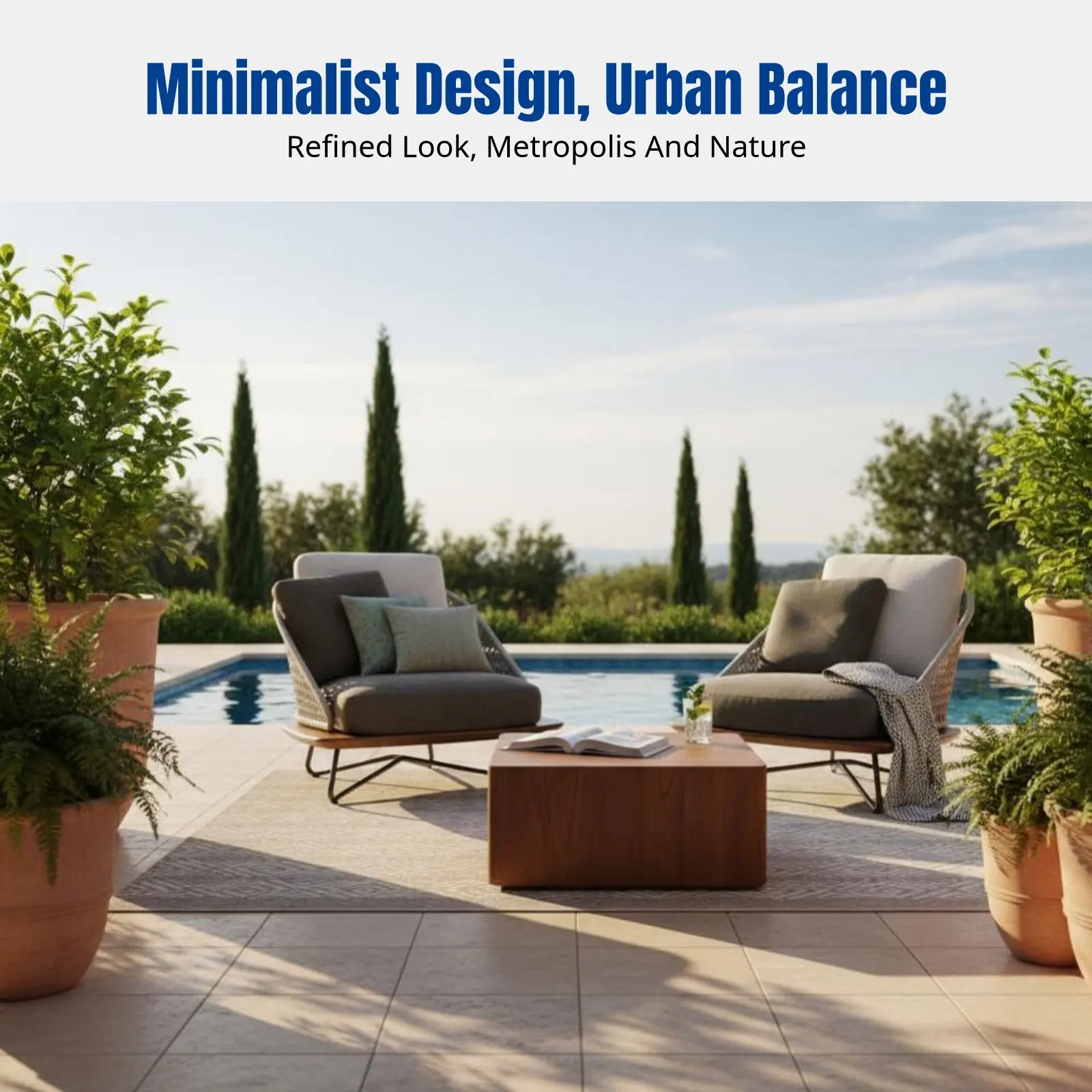 

Outdoor Sofa Set, Waterproof Rattan Chair & Table, Solid Wood Frame, Nordic Design, Villa, Hotel, Patio