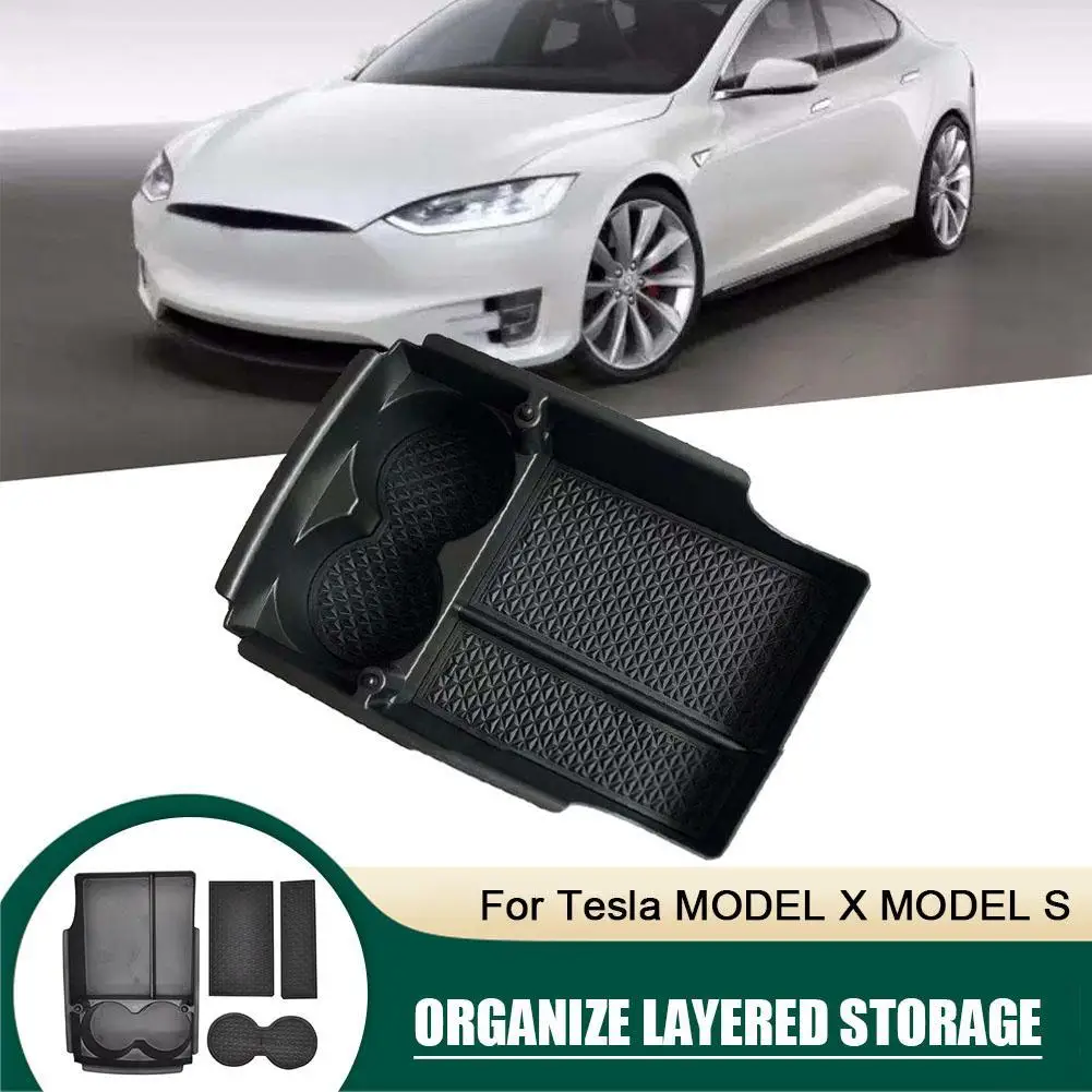 

for Tesla Model X Car Center Console Armrest Storage Box Tray Organizer Anti-Slip Mats Storage Tidying Car Accesso P3J4