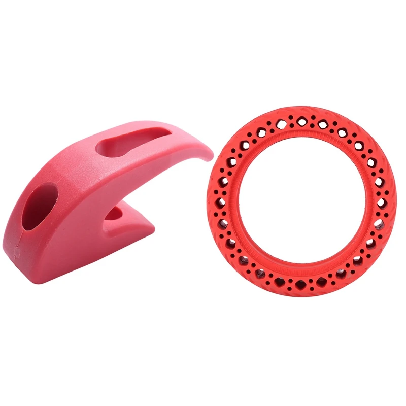 

2 Pcs Electric Scooter Accessories: 1 Pcs Scooter Hook & 1 Pcs Damping Tyre Durable Rubber Solid Tire