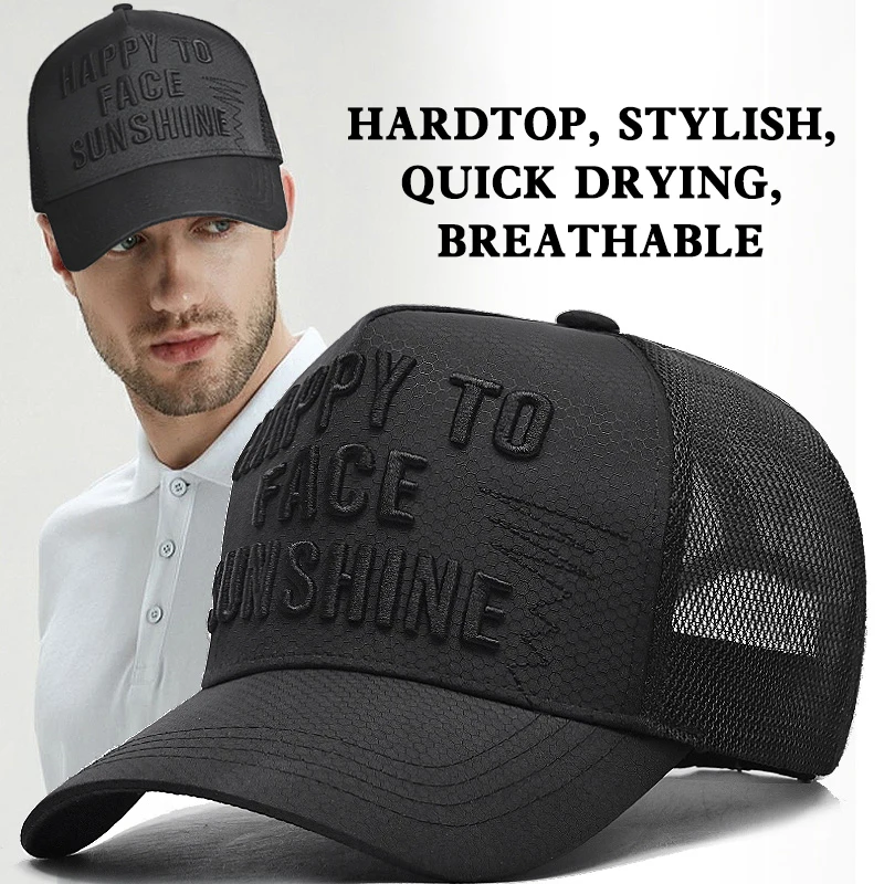 Quick drying non fading fabric high top hat men's three-dimensional embroidery large baseball cap wide brimmed truck driver hat