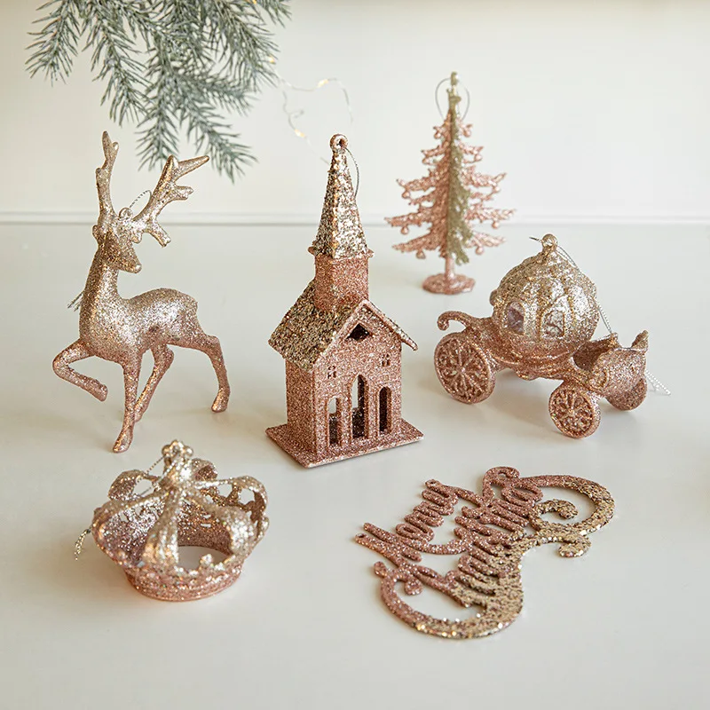 

1PC Gold Christmas Hanging Decoration Shimmering Plastic Hanging Pendants Crown Xmas Tree Party Supplies Christmas Tree Ornament