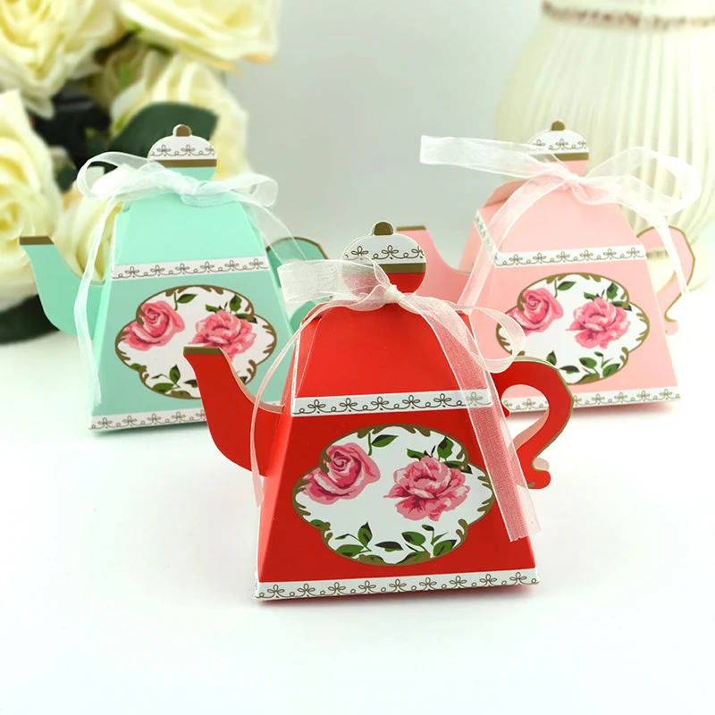 10/20Pcs Teekanne Geschenk Boxen Nette Cookie Candy Box Mini Papier Präsentieren Taschen Hochzeit Braut Geburtstag Weihnachten decor Party Liefert – Detail 5