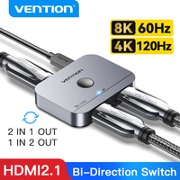 Vention HDMI Switcher 8K Bi-Direction 2.1 HDMI Switch 1x2/2x1 Adapter 2 in 1 Out Converter for PS4/5 Xiaomi TV Box HDMI Splitter