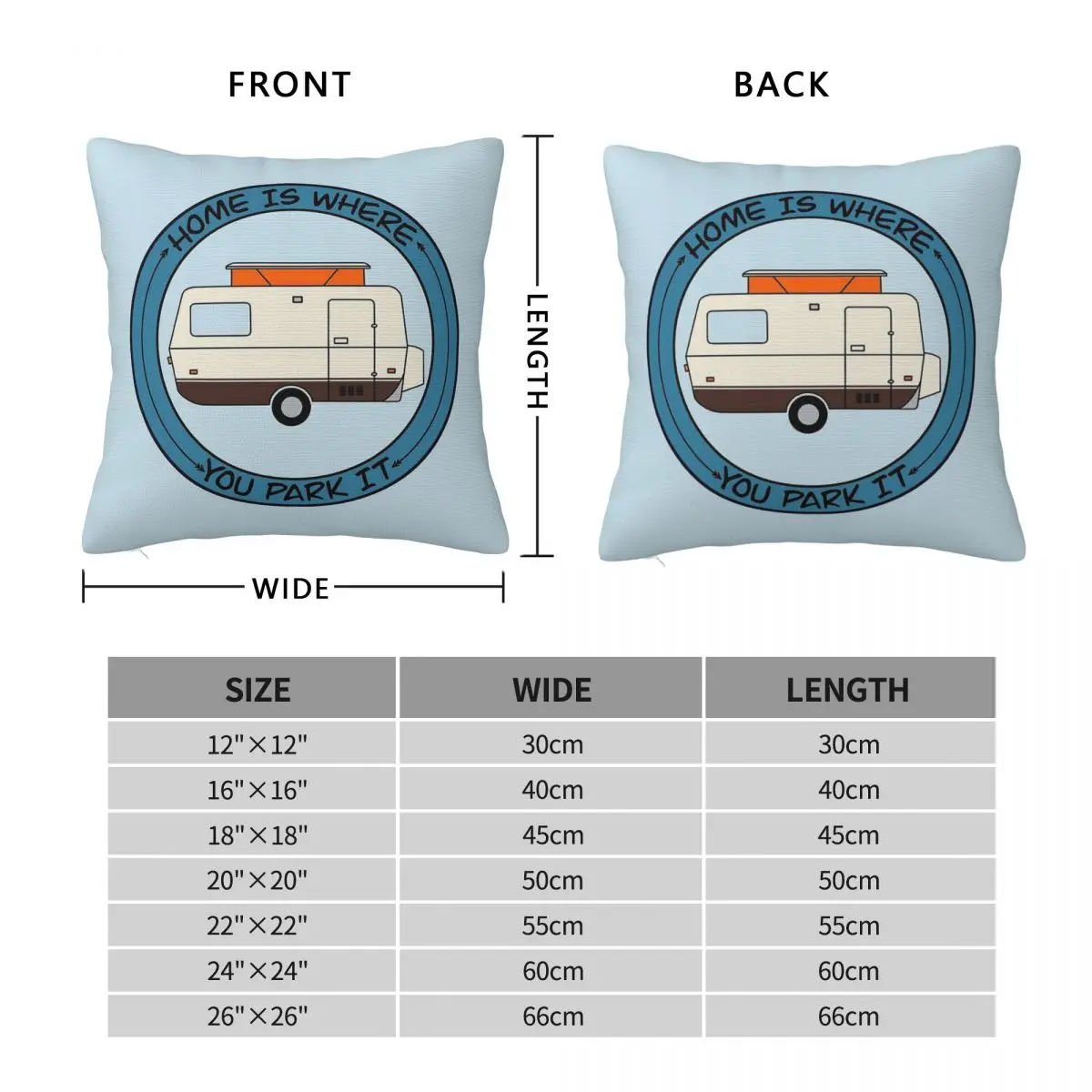 Home Is Where You Park It Pillowcase Polyester Linen Velvet Printed Zip Decorative Bed Cushion Cover