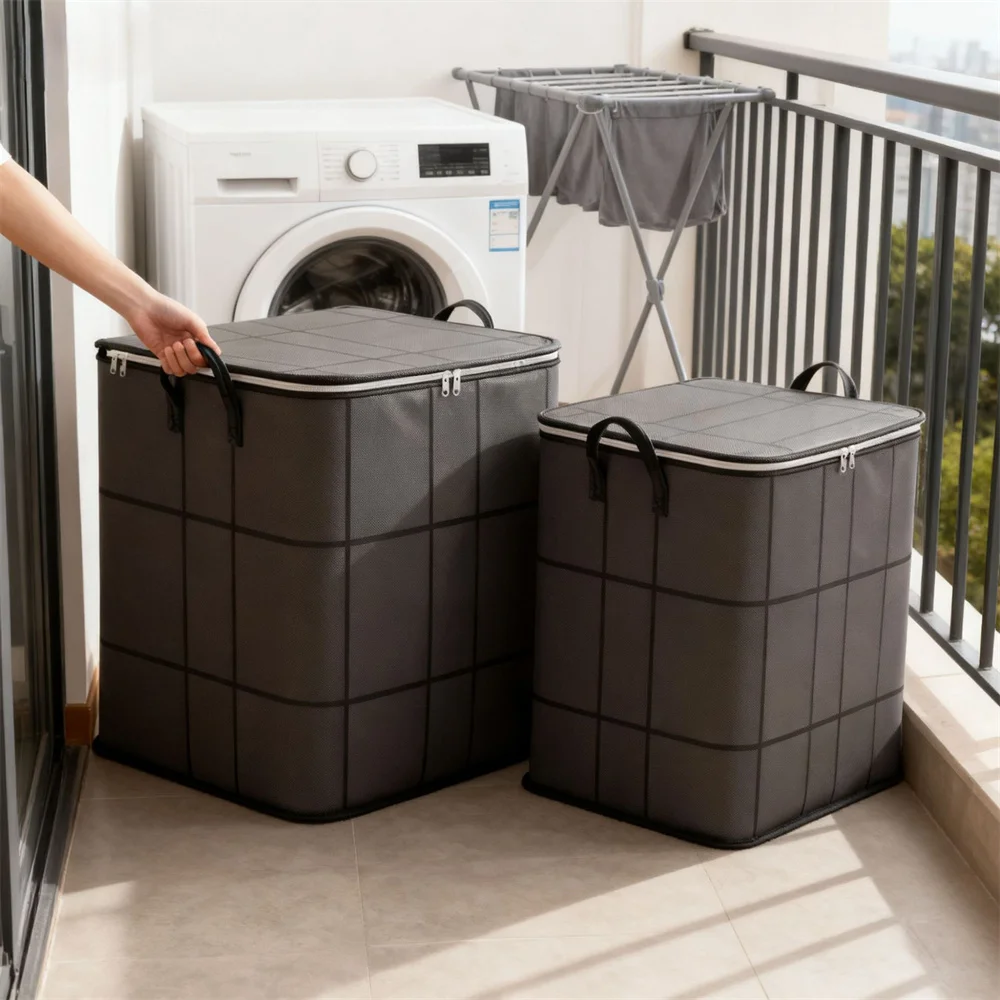 1PC Thickened Large Capacity Wear-Resistant Foldable Storage Bag for Clothes And Quilts Non-Woven Fabric Storage Box Wardrobe ﻿