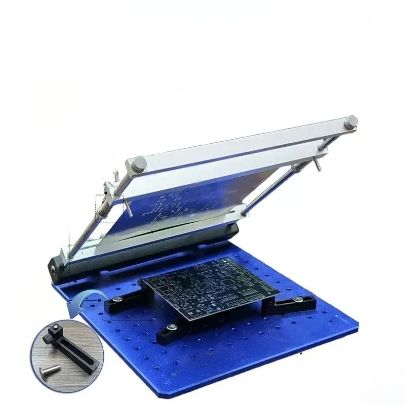 Precision Manual SMT PCB Solder Paste Printing Table 170MM×170MM Mini Steel Mesh Screen Printing Machine Circuit Board Soldering