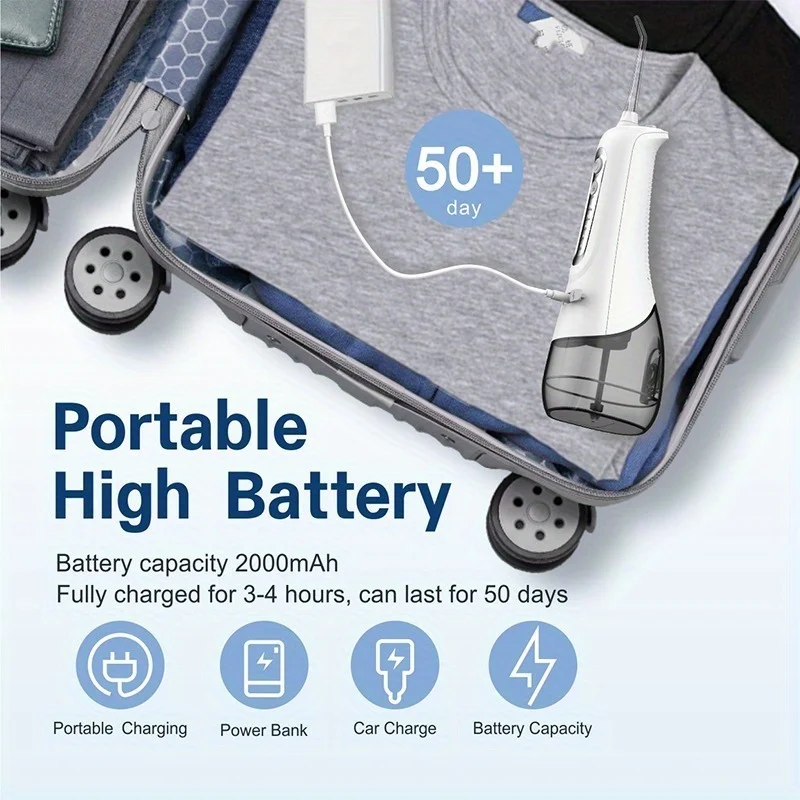 4つのモード4つのジェットチップを備えたプロフェッショナル洗浄器、300ML水タンク、USB充電式ポータブル歯科洗浄器、歯のクリーン歯科
