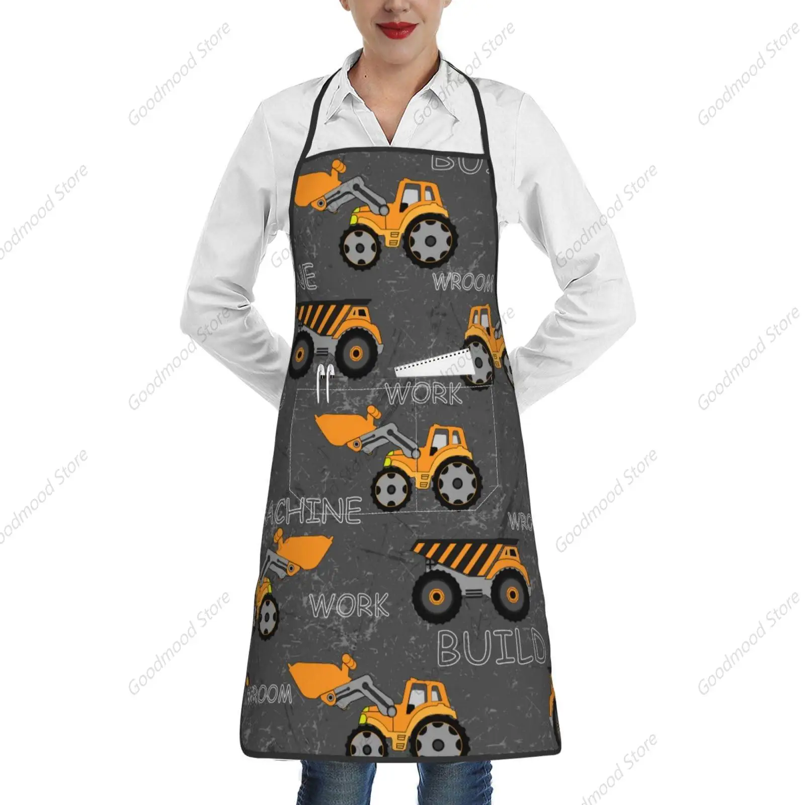 Kitchen for Dark Grey Construction Machines Cars Truck Tractor Aprons For Husband Gifts Wife Birthday, Christmas, Thanksgiving