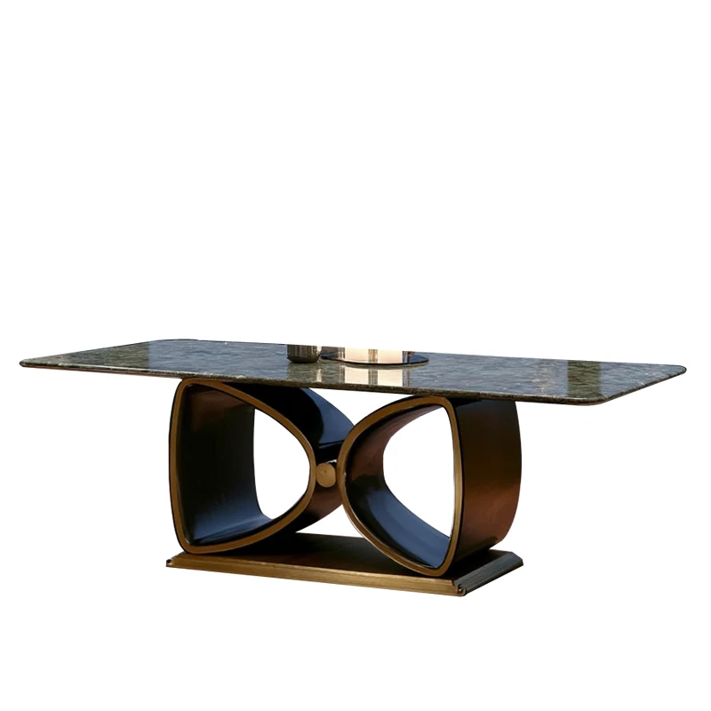 

Marble dining table and chair combination modern simple family villa large flat round dining table